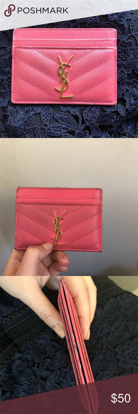 hot pink ysl card holder